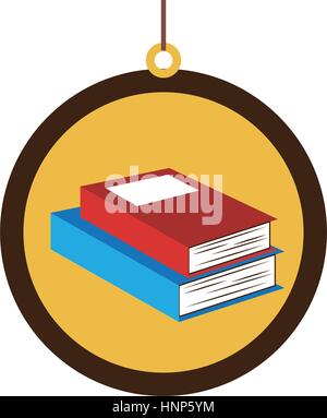 circular border with colorful pair of books vector illustration Stock Vector