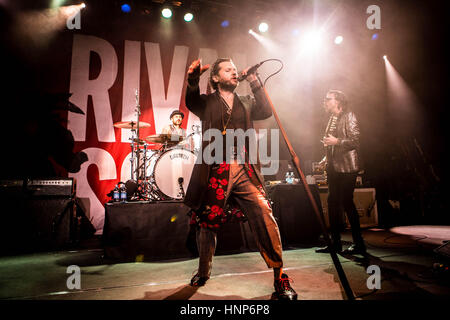 Milano, Italy. 14th Feb, 2017. American rock band Rival Sons performs live at Alcatraz during the tour for their last album “Hollow Bones” in Italy. Credit: Mairo Cinquetti/Pacific Press/Alamy Live News Stock Photo