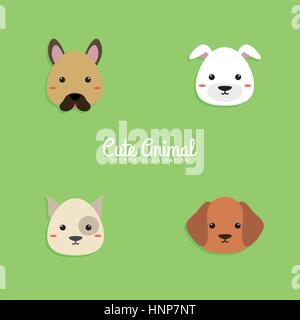 Dog Cartoon faces Stock Vector