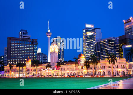 Kuala Lumpur, Malaysia - NOVEMBER 23: Sultan Abdul Samad Building at night on November 23, 2012, Merdeka Square, Kuala Lumpur. Stock Photo
