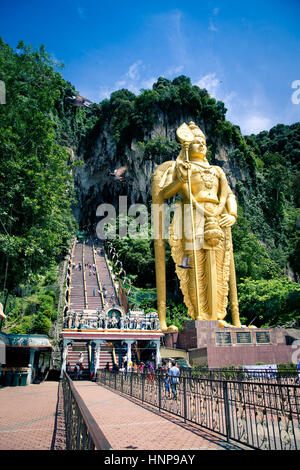 Batu Caves, Selangor, Malaysia - NOVEMBER 24: Lord Murugan statue in front the entrance of holy Batu Caves. Stock Photo