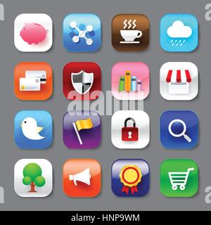 Set of mobile app and social media icons vector eps10 Stock Vector