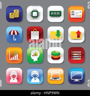 Set of mobile app and social media icons vector eps10 Stock Vector