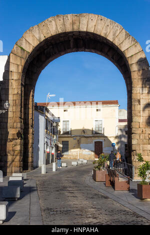 Merida, Badajoz Province, Extremadura, Spain. Arch of Trajan. Stock Photo