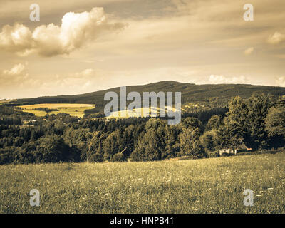 European countryside in summer, aged photo Stock Photo