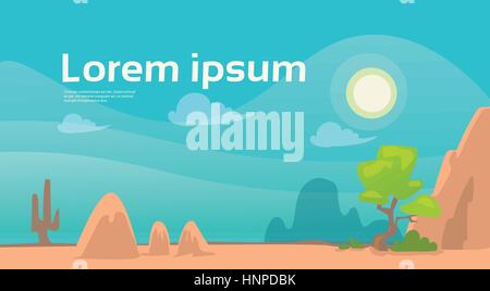 Deset Landscape Sand Mountines Sky Banner Stock Vector