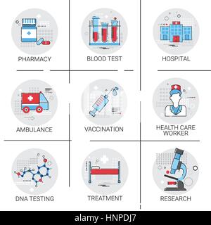 Treatment Hospital Doctors Clinic Medical Icon Set Stock Vector