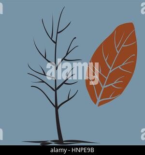 tree without crown in a late autumn Stock Vector