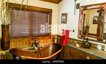 Shower In Rustic Bathroom Stock Photo Alamy