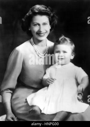 QUEEN ELIZABETH II with Prince Charles about 1948 Stock Photo