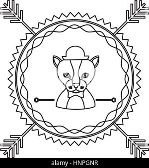 emblem cat hunter hipster city icon, vector illustration Stock Vector