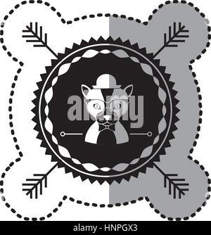 emblem cat hunter hipster city icon, vector illustration Stock Vector