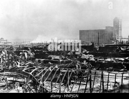 The Nazi propaganda image shows Stalingrad's (today Volgograd) southern railway station and grain silo destroyed by German aerial attacks. Taken in October 1942 after its defeat by the German Wehrmacht. A Nazi reporter has written on the reverse of the picture on 18.10.1942, 'After the bomb attacks on the railway yard in Stalingrad. Every report from the High Command has highlighted the outstanding performance of the German Air Force during the intense fighting over Stalingrad. Every hour fighter jets swoop down and unleash enormous destruction on this pocket of resistance. - This is Stalingra Stock Photo