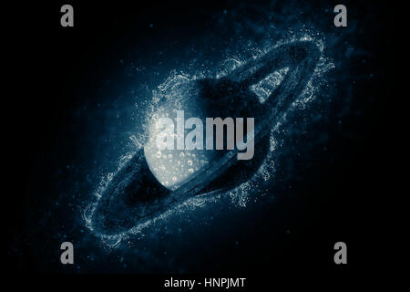 Planet in water - Saturn. Science fiction art. Solar system. Elements of this image furnished by NASA Stock Photo