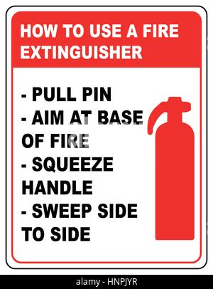 How to use a fire extinguisher informational banner vector symbol and text Stock Vector