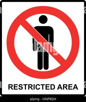 Vector Circle Prohibited Symbol Restricted Area For Member Only or No Enter Sign in Caution Zone isolated on white Stock Vector