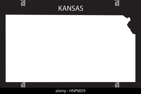 Kansas USA Map black inverted silhouette Stock Vector