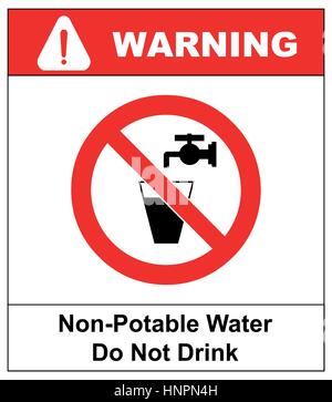 Do not drink water prohibition sign. vector illustration Glass of water and valve. Non-potable water warning sign. Tap water Stock Vector