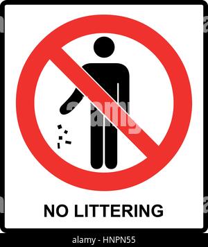 prohibited man throwing trash can sign road Stock Vector Image & Art ...