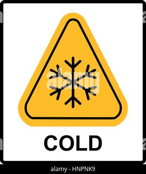 Cold warning sign , snow warning - triangular sign , vector illustration Low temperature Extreme Cold Temperature Conditions Warning sheet for public  Stock Vector