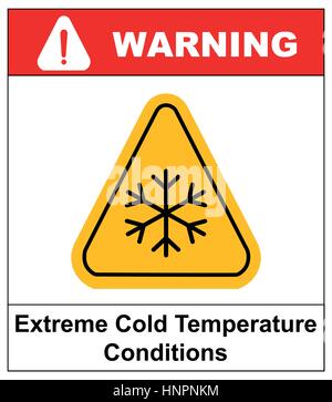 Cold warning sign , snow warning - triangular sign , vector illustration Low temperature Extreme Cold Temperature Conditions Warning sheet for public  Stock Vector