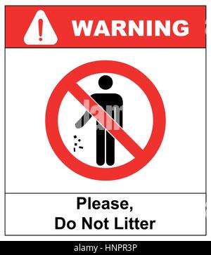 no littering sign vector illustration do not litter prohibition sticker for public places in red circle Stock Vector