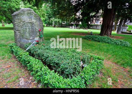 Gravestone of Jorge Luis Borges, Cimetière des Rois (Cemetry of Kings), Plainpalais, Geneva, Switzerland Stock Photo