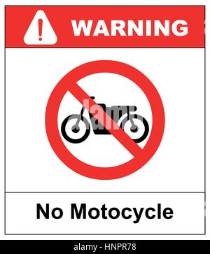 No motorcycle sign isolated on white background.vector illustration. warning banner for park area and outdoors. general red prohibition circle. Stock Vector