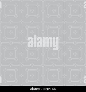 Seamless pattern. Simple texture with repeating geometric shapes. Squares, dashed circles. Thin lines. Monochrome. Backdrop. Web. Vector illustration  Stock Vector