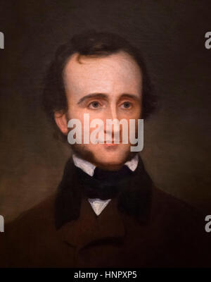 Edgar Allan Poe (1809-1849), portrait by Samuel Stillman Osgood, oil on canvas, 1845. Stock Photo