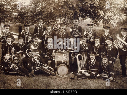 Archive image of Caversham Brass Band. Berkshire. 1908 Edwardian. Stock Photo