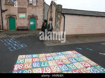 RETRANSMITTED CORRECTING LOCATION FROM MERSEYSIDE TO CUMBRIA Prime Minister Theresa May (right) and Conservative Party candidate for the Copeland by-election, Trudy Harrison, during a visit to Captain Shaw's Primary School in Bootle, Cumbria. Stock Photo