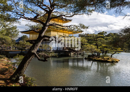 Kinkaku-ji, (金閣寺, Golden Pavilion) officially named Rokuon-ji, is a Zen Buddhist temple in Kyoto, Japan Stock Photo