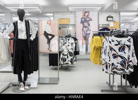 Marks and Spencer store Inside the clothing section in a large city centre Marks and Spencer M S shop UK Stock Photo Alamy