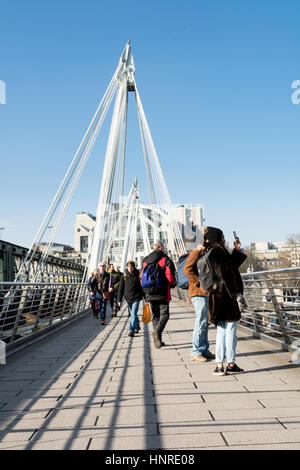 Golden Jubilee Bridge crosses the River Thames in London, UK. Stock Photo