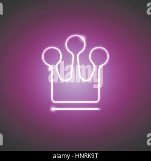 Neon crown Vector illustration Neon bright lamp in the shape of a crown Realistic style Stock Vector
