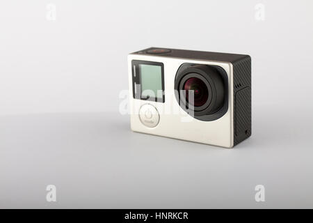 Sport camera on white background Stock Photo