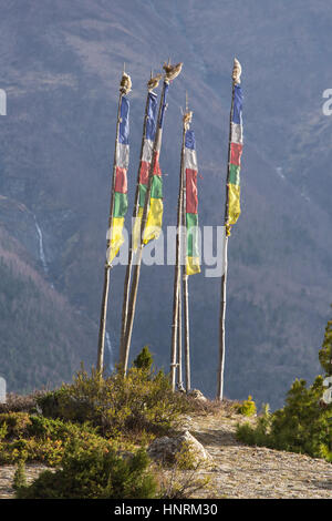 Buddhist praying flags in Nepal Stock Photo