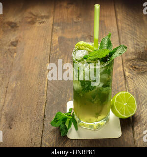 Mojito cocktail with mint leaves and lime Stock Photo