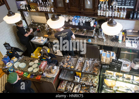 Caffe Nero - coffee shop employees at work - Leeds, UK Stock Photo