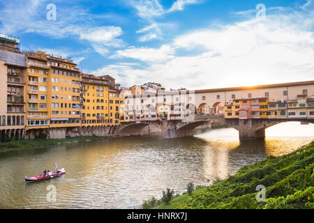 View of Ponte Vecchio during sunset - Florence Stock Photo