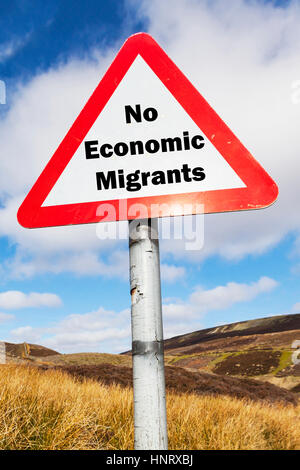 No economic migrants concept sign UK migration problem with migrants entering UK to use NHS services for free Stock Photo