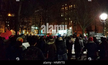 New York City, USA. 14th February, 2017. Protesters at “A Call for Revolutionary Love” in Washington Square Park. A rally in support of the “One Billion Rising” campaign featured performances and speeches. Credit: Ward Pettibone/Alamy Live News Stock Photo