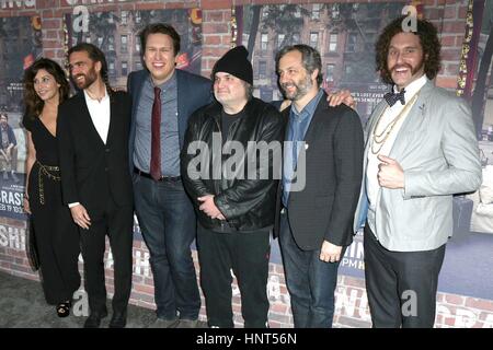 Los Angeles, California, USA. 15th Feb, 2017. Gina Gershon, George Basil, Pete Holmes, Artie Lange, Judd Apatow, T.J. Miller at arrivals for CRASHING HBO premiere, The Avalon, Los Angeles, USA February 15, 2017. Credit: Priscilla Grant/Everett Collection/Alamy Live News Stock Photo