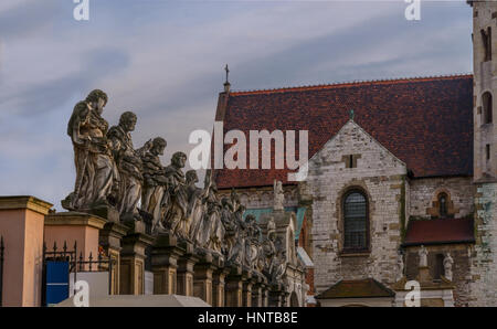 Statues of 12 apostles. Roman Catholic Church of Saints Peter and Pau in Baroque style. Old Town district of Krakow Stock Photo