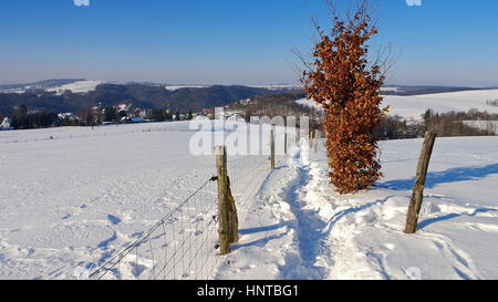 Hohnstein im Winter, Sächsische Schweiz - the town Hohnstein in winter, Elbe Sandstone Mountains Stock Photo