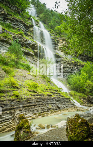 aterfall in the spanish national park Ordesa and Monte Perdido, Pyrenees Stock Photo