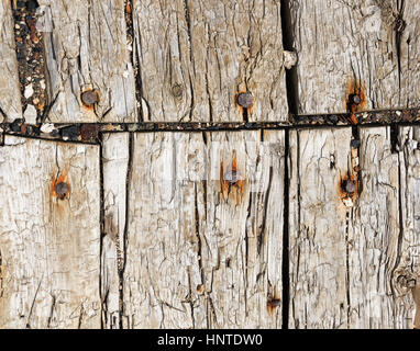 old weathered floor boards from a mining operation Stock Photo