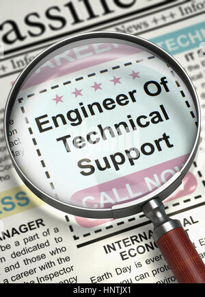 We're Hiring Engineer Of Technical Support. 3D. Stock Photo