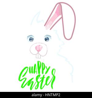 Happy Easter lettering for greeting card. Vector hand drawn illustration. Grunge inscription. Handwritten design Stock Vector